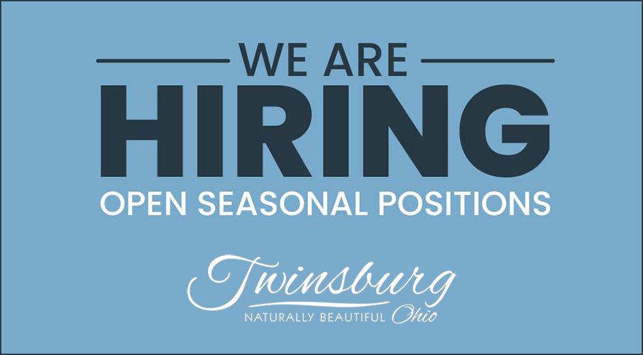 We're Hiring!  The City of Twinsburg is currently hiring for the following positions:  Parks & Re